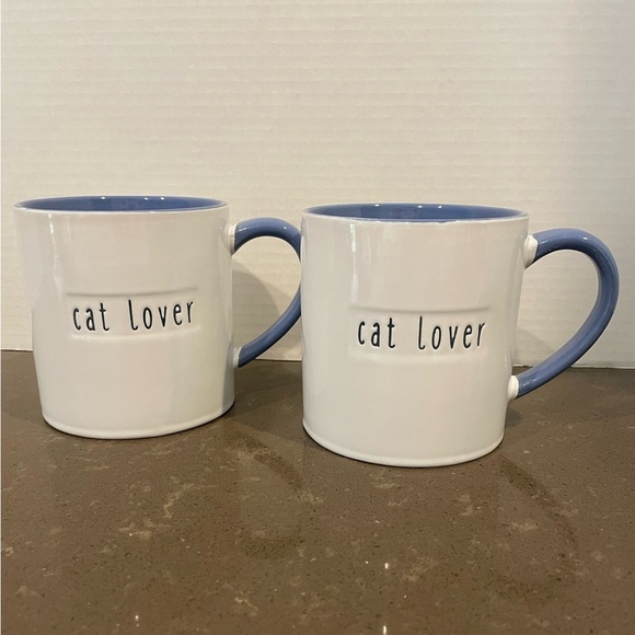 Cat Lover White and Blue Mug Set - Picture 1 of 4